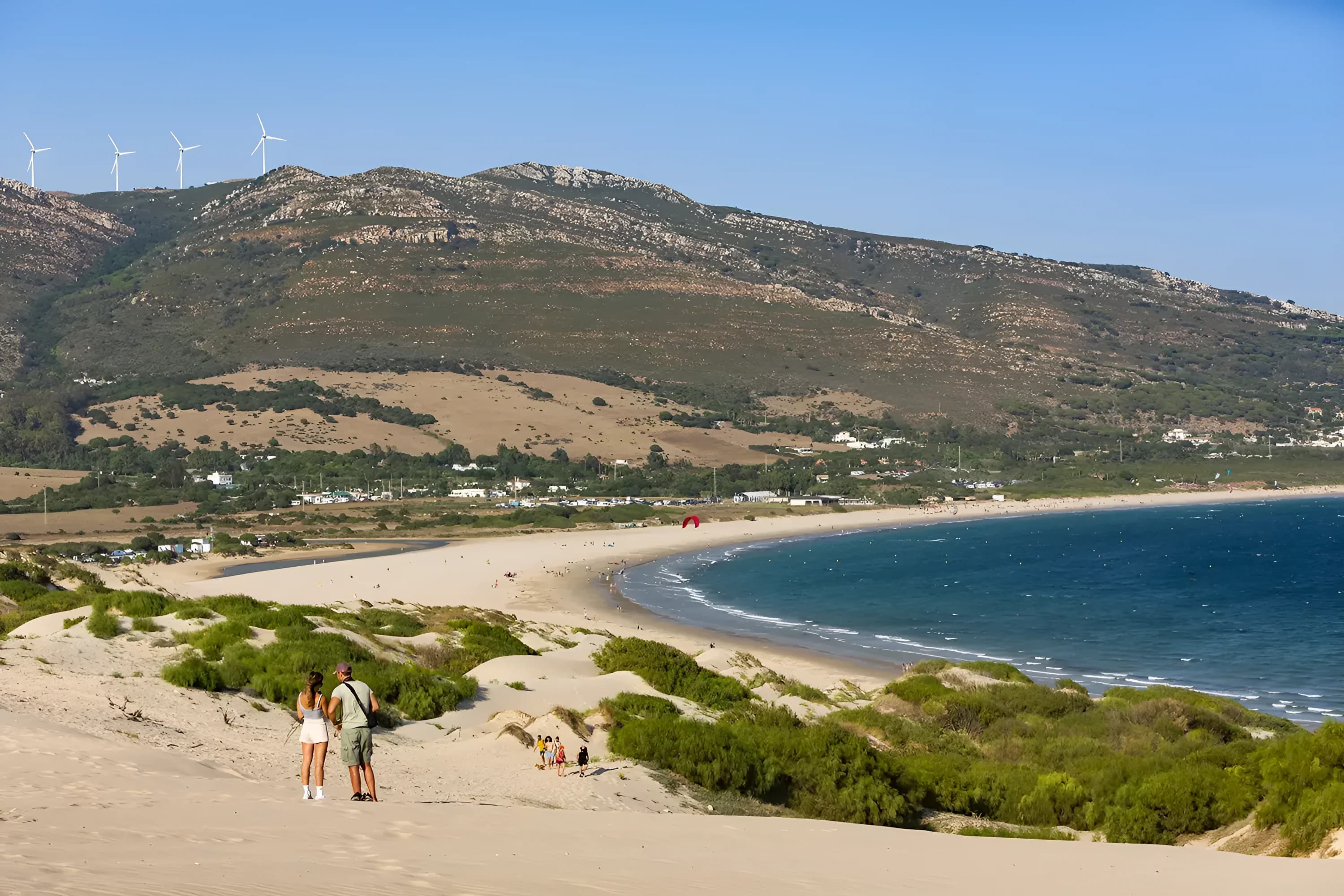 The walk over the dunes from the resort to the sea at Valdevaqueros, with the Strait beyond